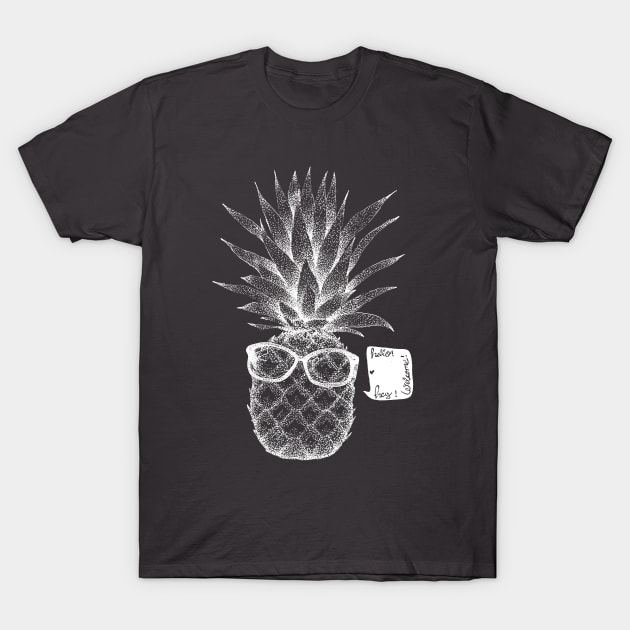 Pineapple Friend - chalkboard, fruit, glasses T-Shirt by Inspirational Koi Fish